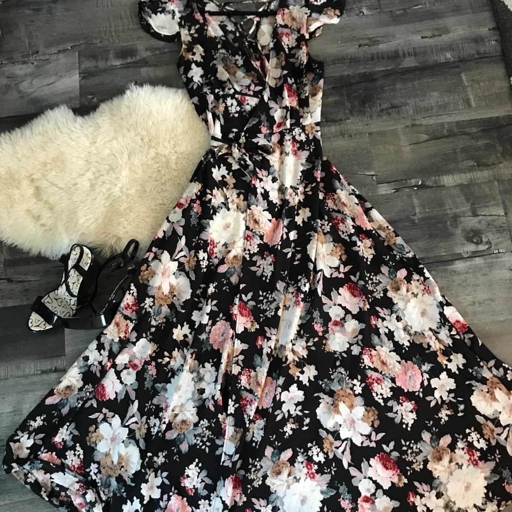 Floral Maxi Wrap Dress